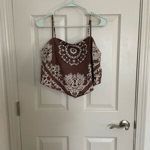 American Eagle Outfitters Brown and Cream Camisole